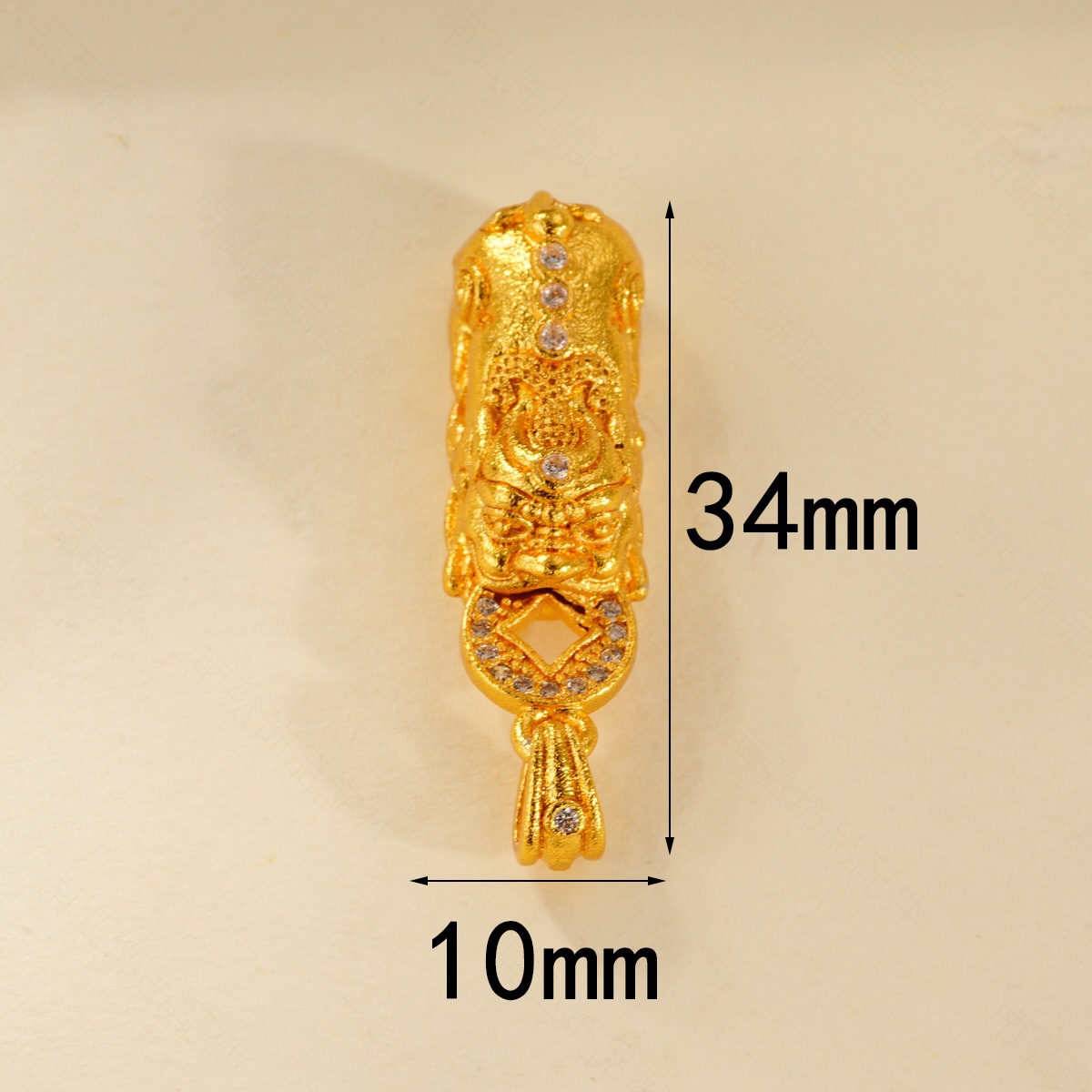 New zirconium-inlaid coin PI Xiu pendant, copper-plated real gold color retention, high-end style bracelet, necklace clasp DIY accessory pic 4