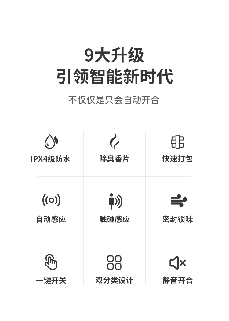 自动打包垃圾桶智能感应式夹缝纸篓家用卫生间厕所电动有盖垃圾桶详情2
