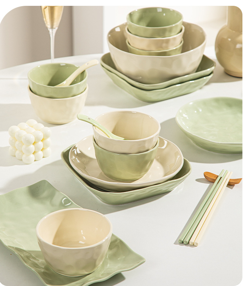 Underglaze French cream-style ceramic bowl and plate set, high appearance level, simple soup bowl, home 2025 new style pic 22