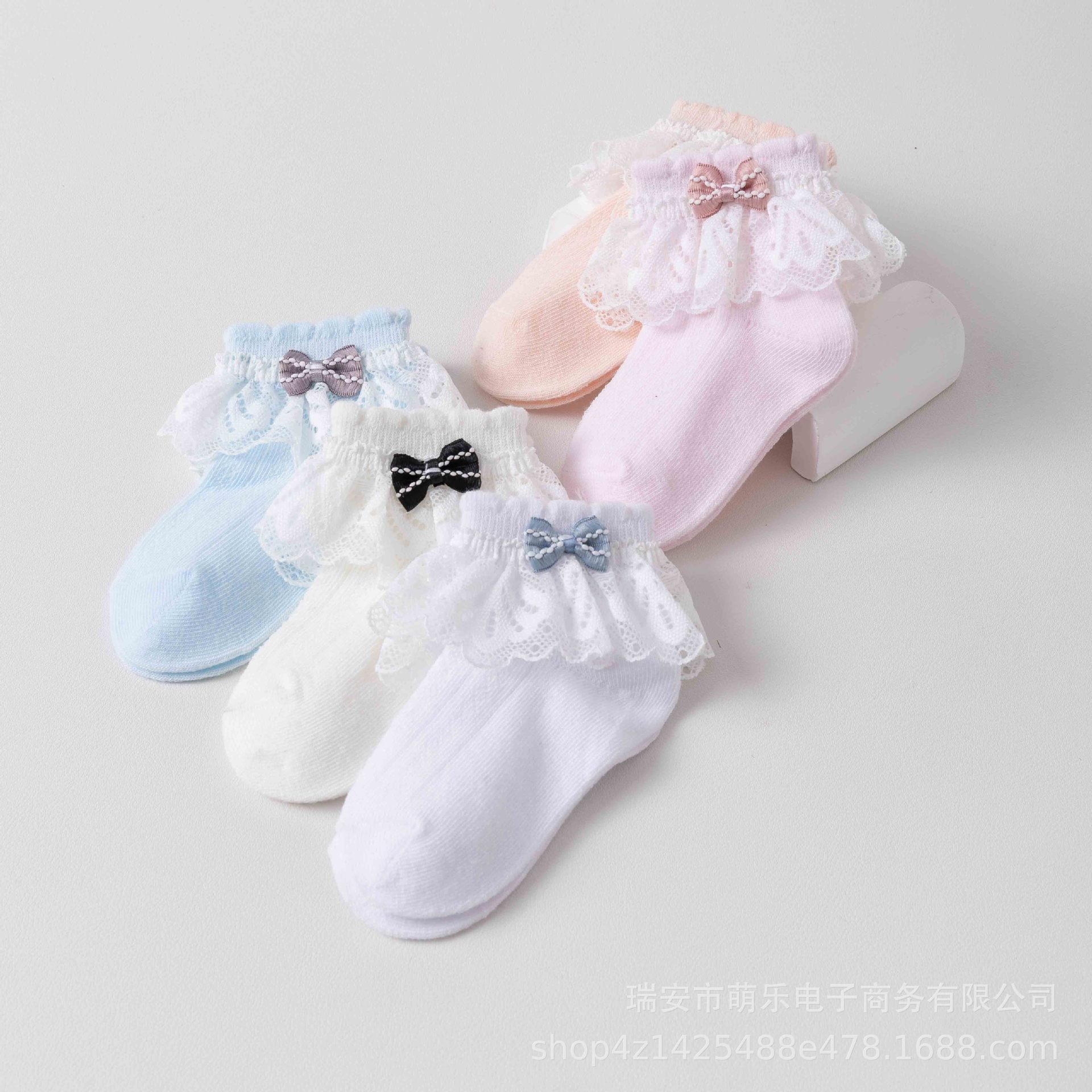 新生婴儿女童蕾丝花边袜棉透气舒适网眼薄款蝴蝶结花边宝宝袜详情12