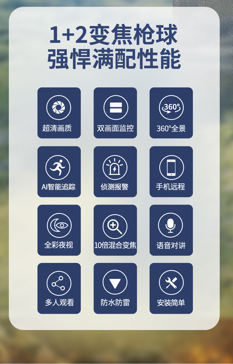 监控摄像头双画面监控家用户外无线监控器三全景夜视高清wifi球机详情4