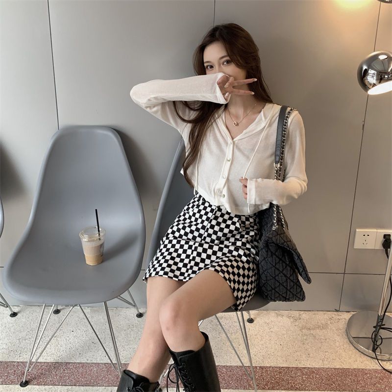 软糯连帽长袖开衫短外套女2023新款秋季懒惰风修身短款打底衫上衣详情35