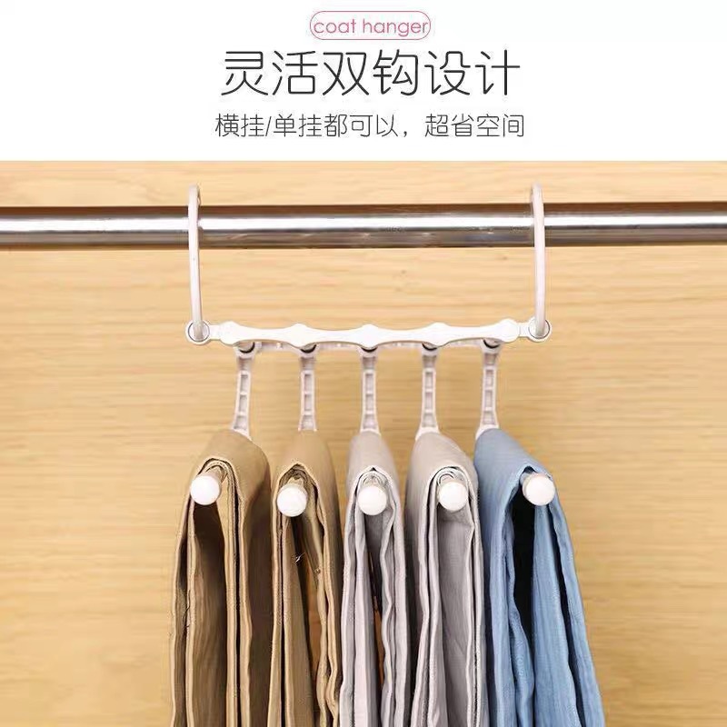 Hot-selling multi-layer folding multi-functional home dormitory wardrobe, tracer storage clothes hanger, stainless steel telescopic magic pants rack pic 5