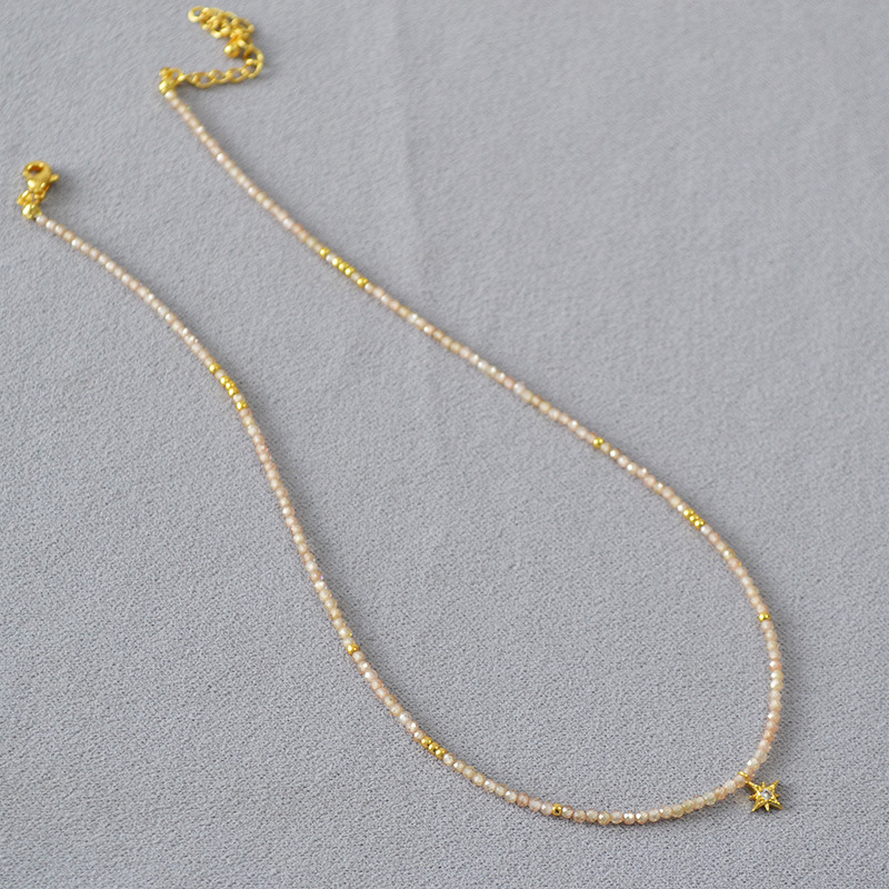 日韩小众设计时尚简约优雅香槟锆石珠闪耀星星吊坠气质项链锁骨链详情10