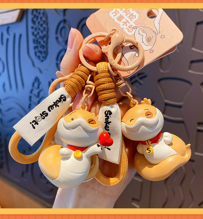 正版蛇年中国风小狗蛇钥匙扣挂件本命年吉祥物财神钥匙链新年礼物详情20