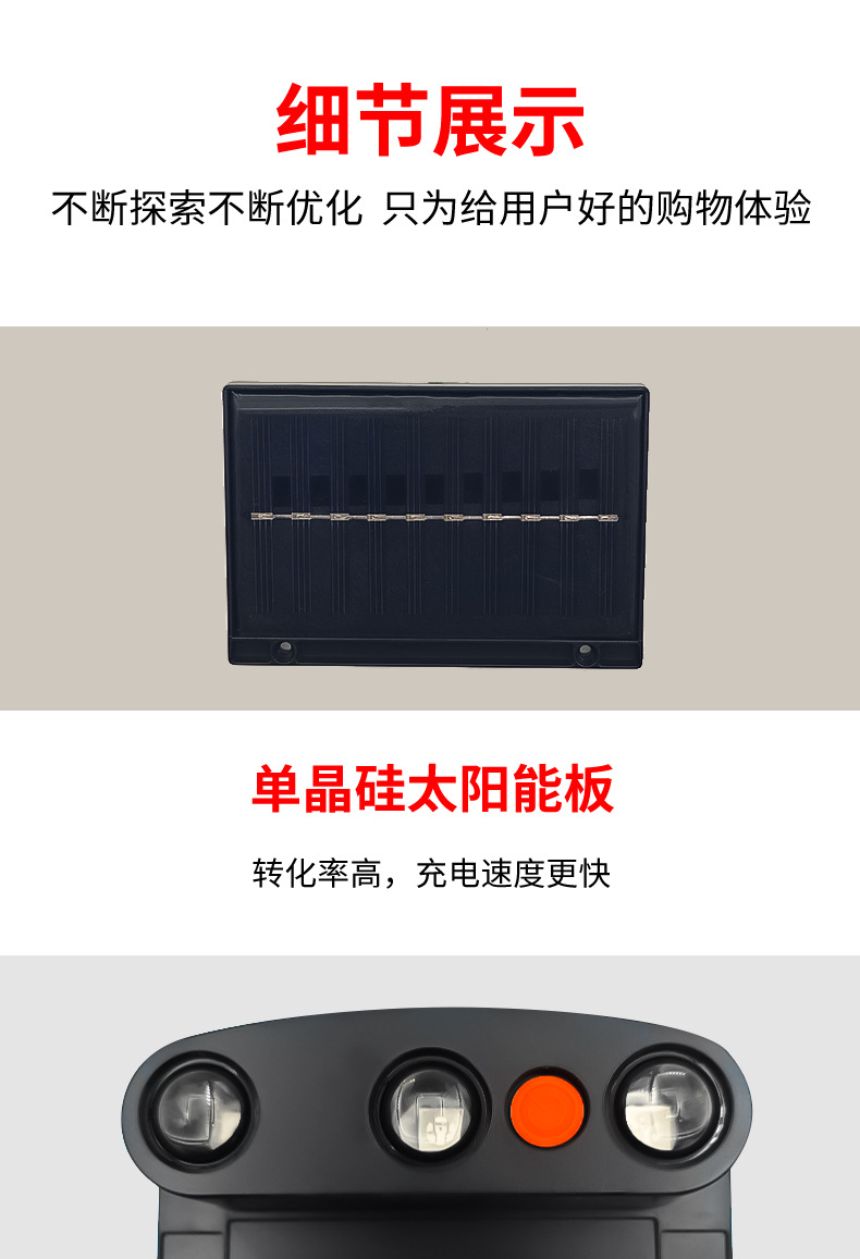 Cross-border solar outdoor LED fence and fence lights, wall-washing lights, ambient lights, garden villa wall lights, step spotlights pic 2