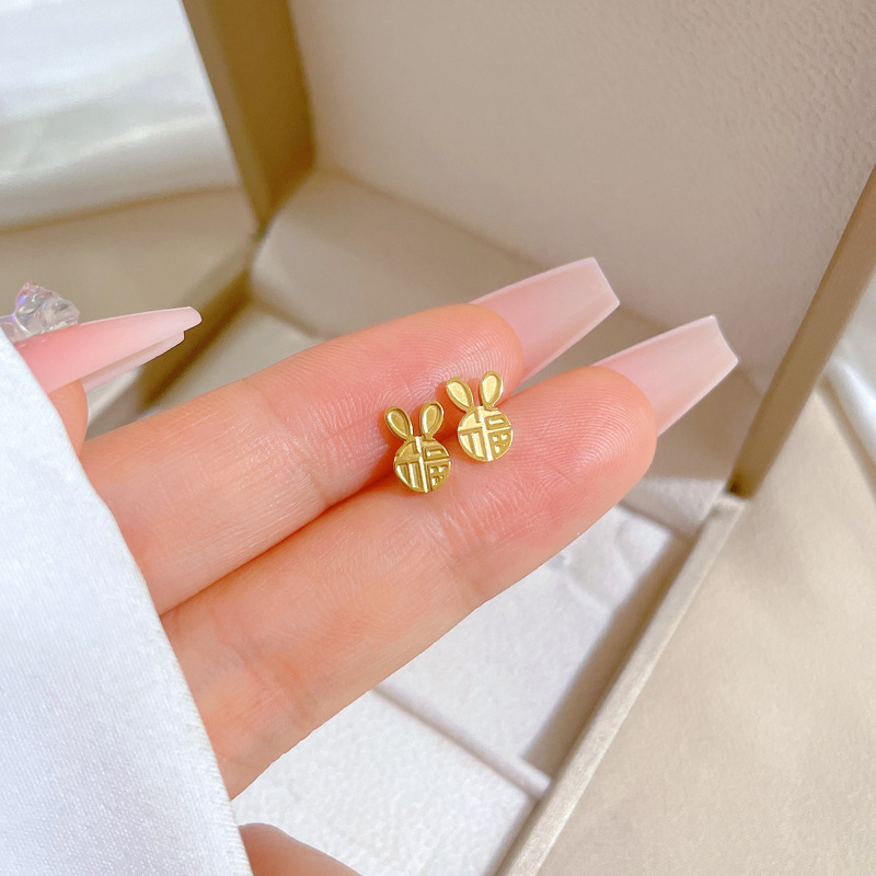 【通体钛钢】贝母幸运草极简风耳钉冷淡男女耳环个性气质宴会耳饰详情21