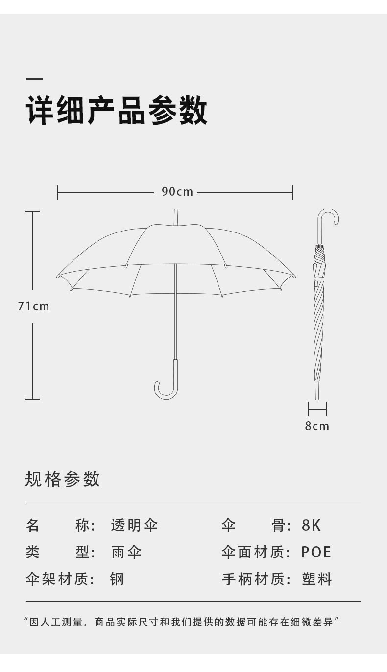 大号 透明雨伞网红ins成人学生小清新磨砂长柄雨伞广告伞大量批发详情1