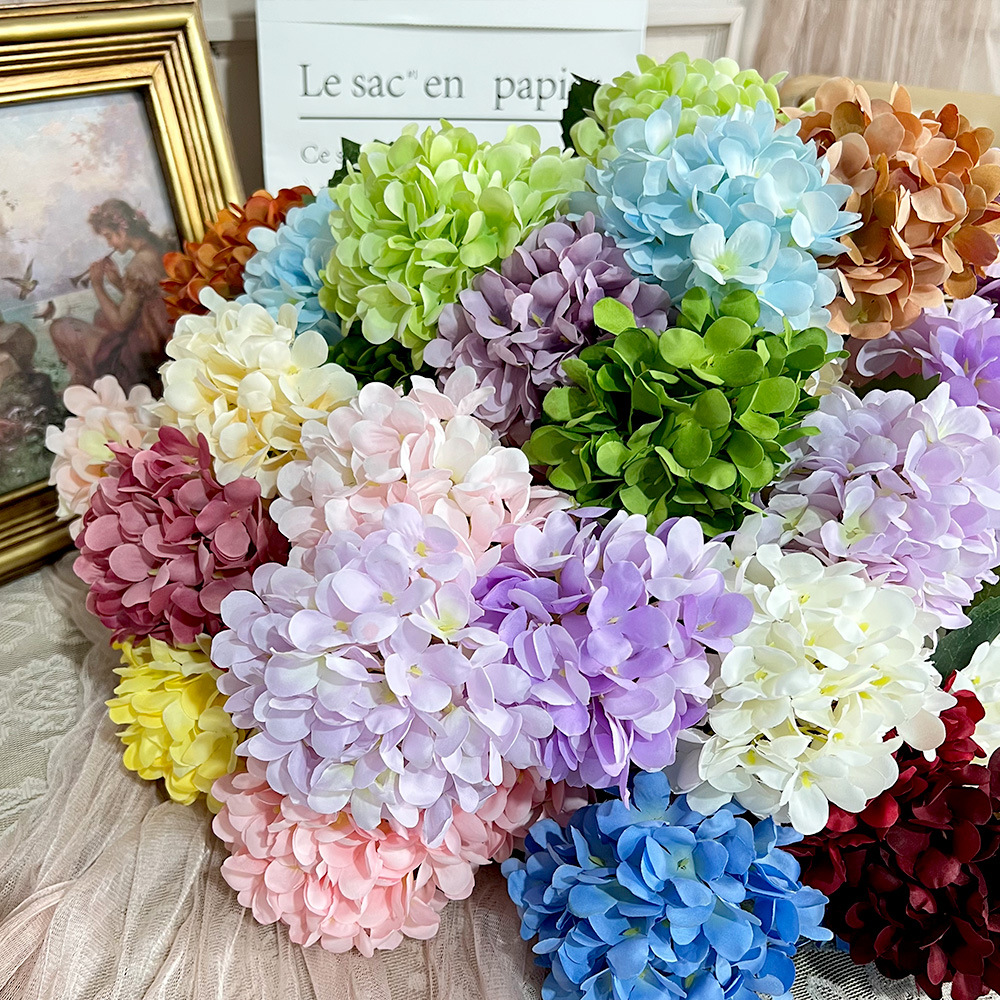 仿真3头糖果绣球假花婚庆用花束手工花艺婚礼堂造景diy花墙地排花详情3