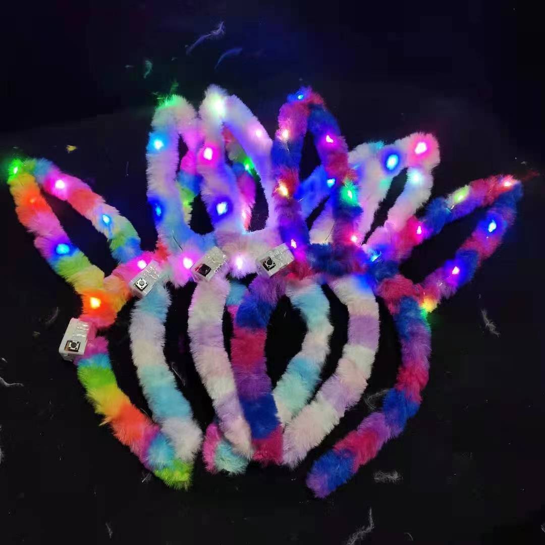 New best-selling luminous cat ear headbands, luminous feather rabbit ear, Mickey ear LED lamp headbands wholesale pic 9