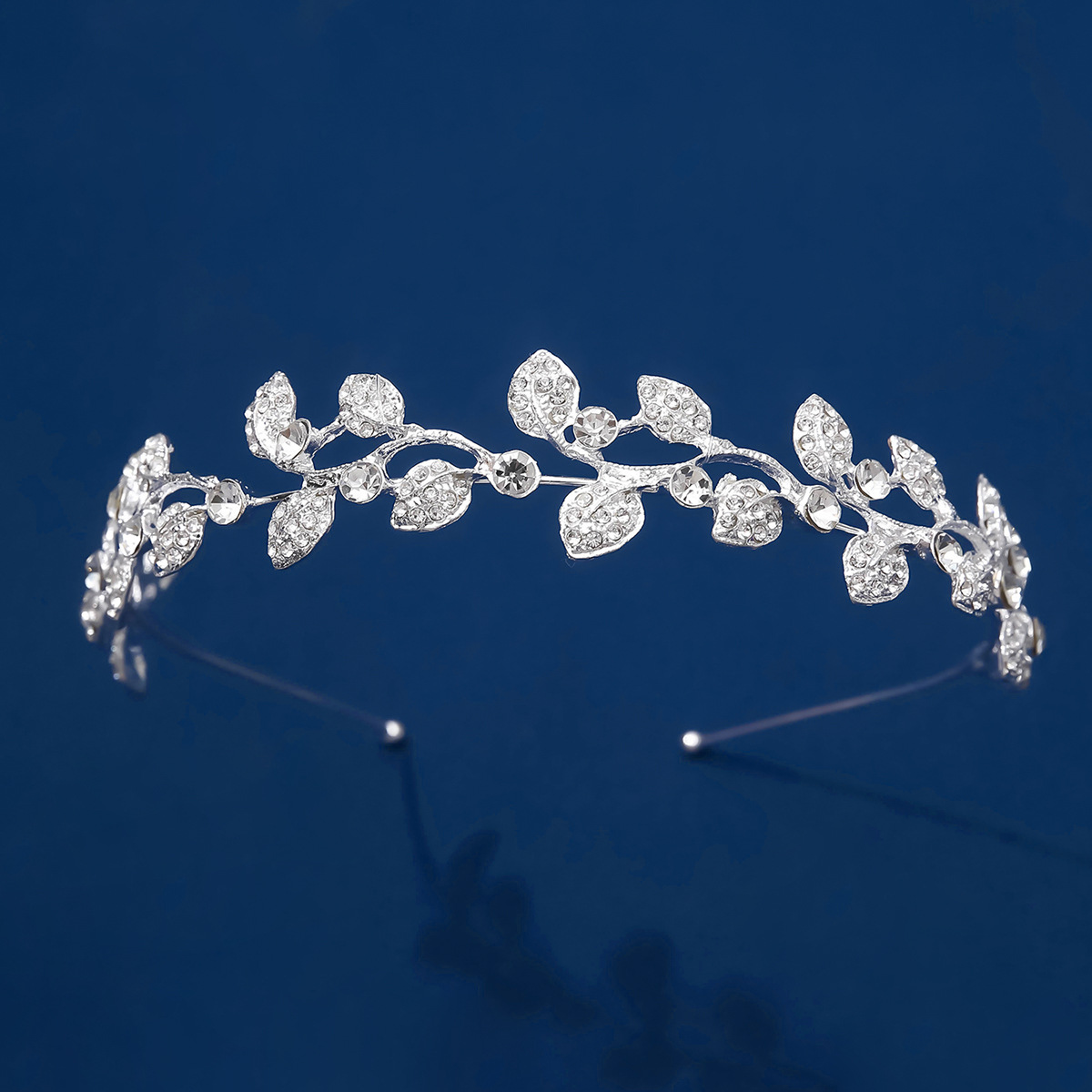 New leaf full diamond super shiny silver semi-circular crown bridal headwear, up-style hair accessory and hair crown pic 9