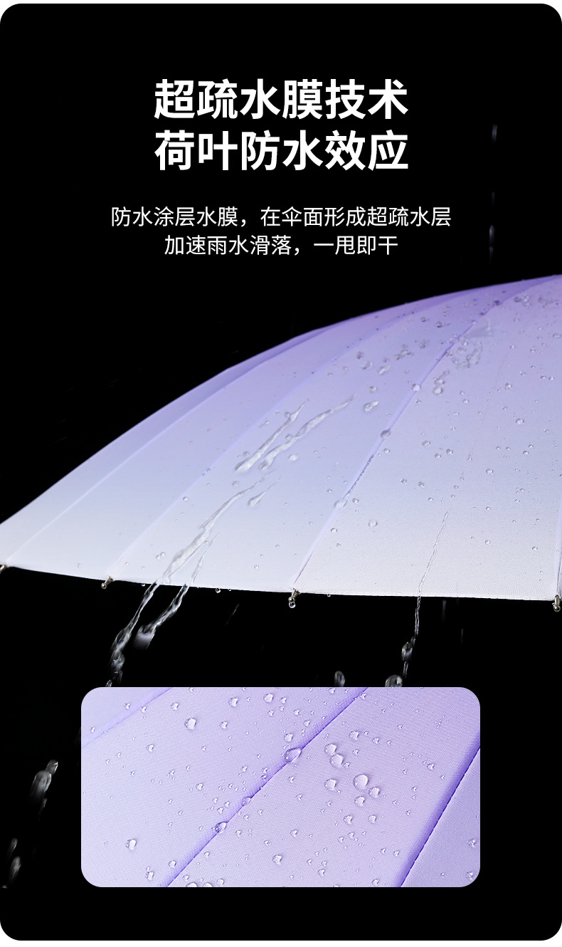 新款24骨渐变伞竹节手柄碰击布面料抗风加印logo直杆伞广告伞现货详情19