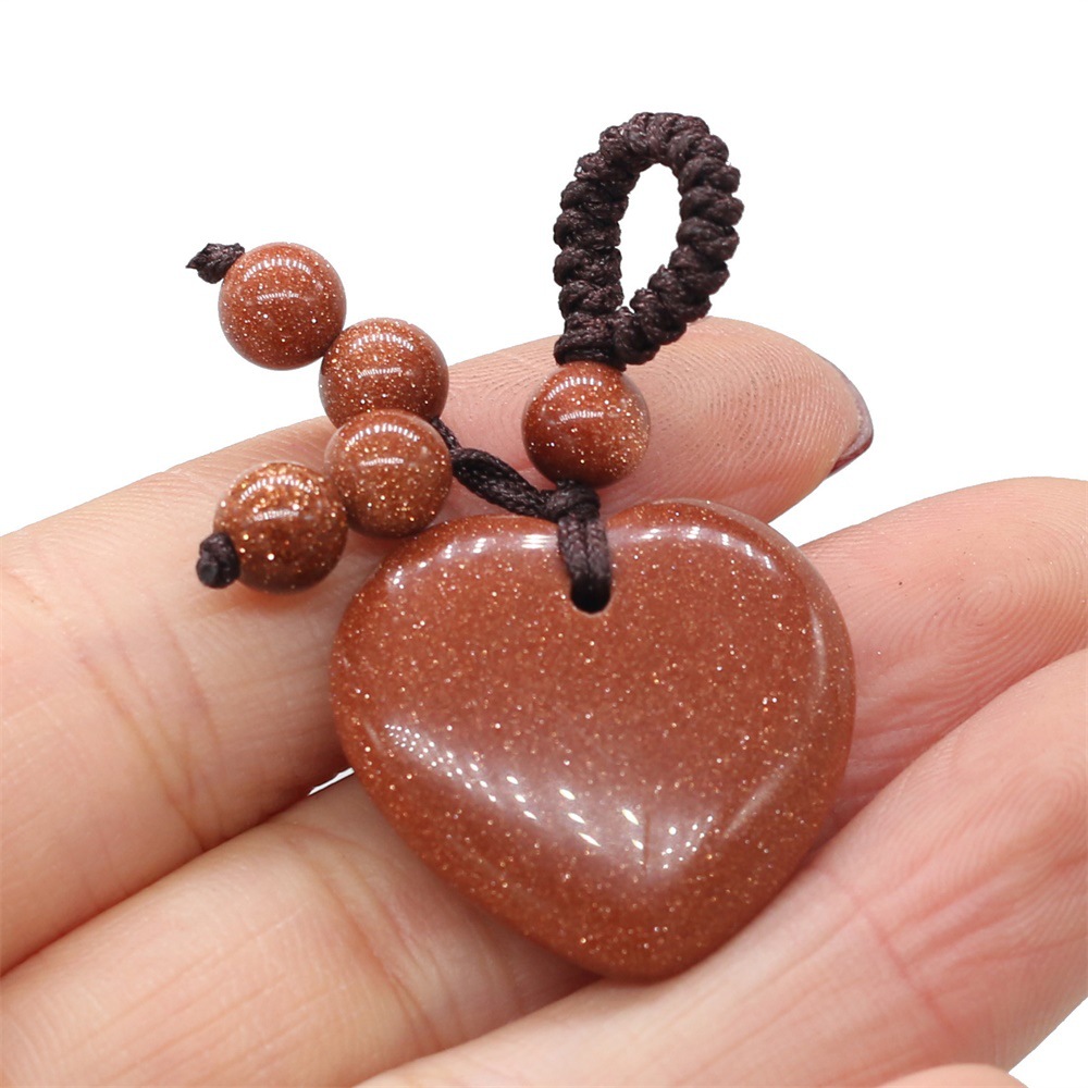 Natural stone heart-shaped semi-precious stone keychain DIY accessory heart-shaped keychain fashion dress accessory chain pic 19