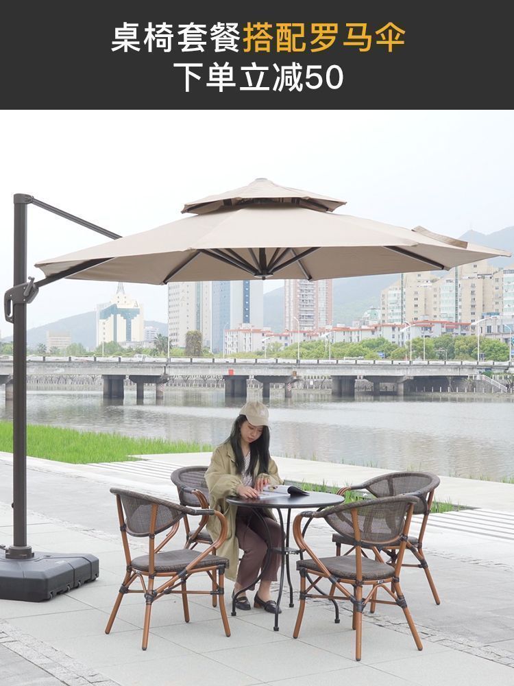 实木小圆桌可拆户外三件套椅子桌椅组合户外家具茶几阳台家具详情3