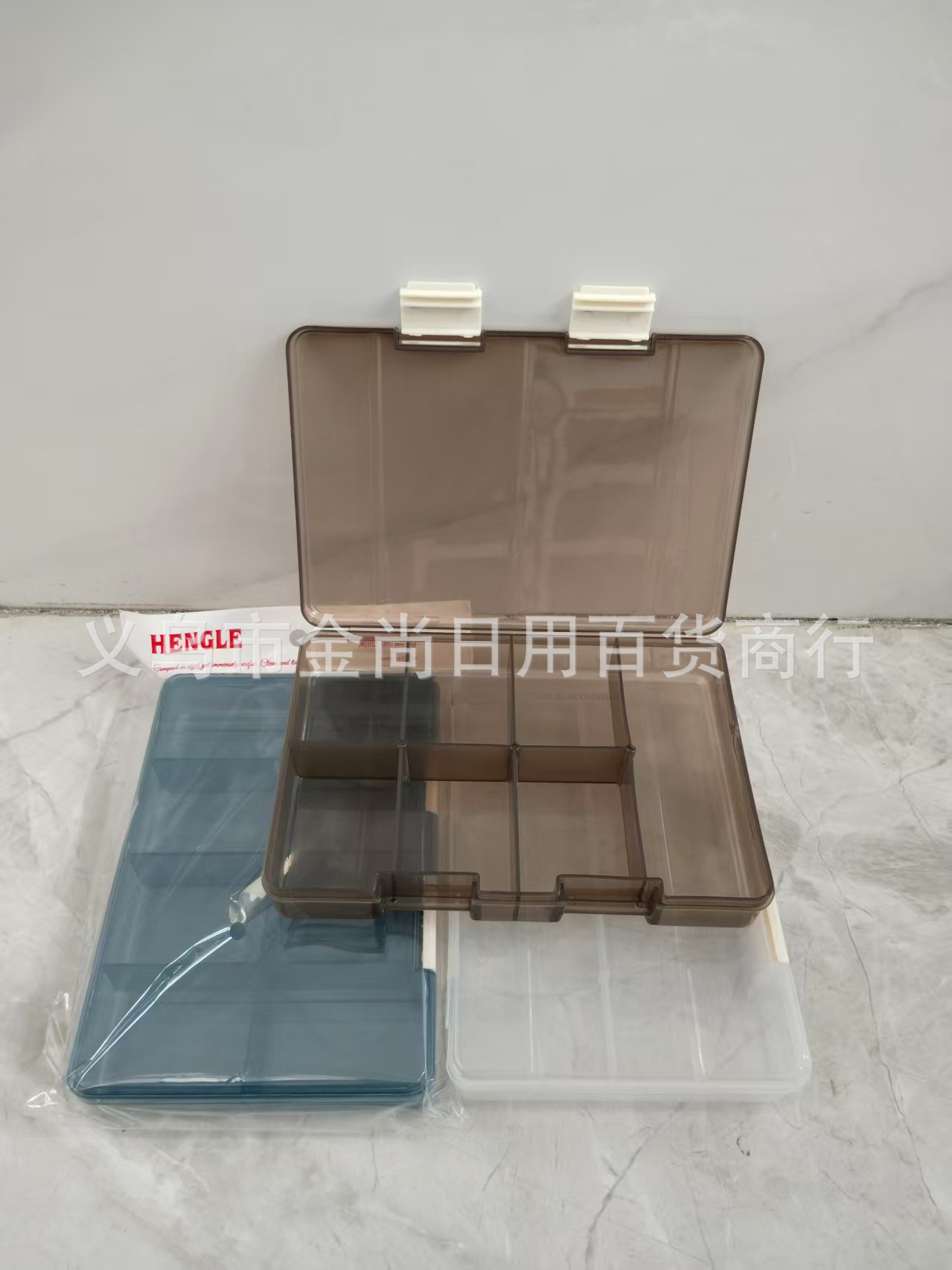 Household thickened transparent solid color plastic compartments storage box for toys, small items, tools and parts classification storage box pic 5