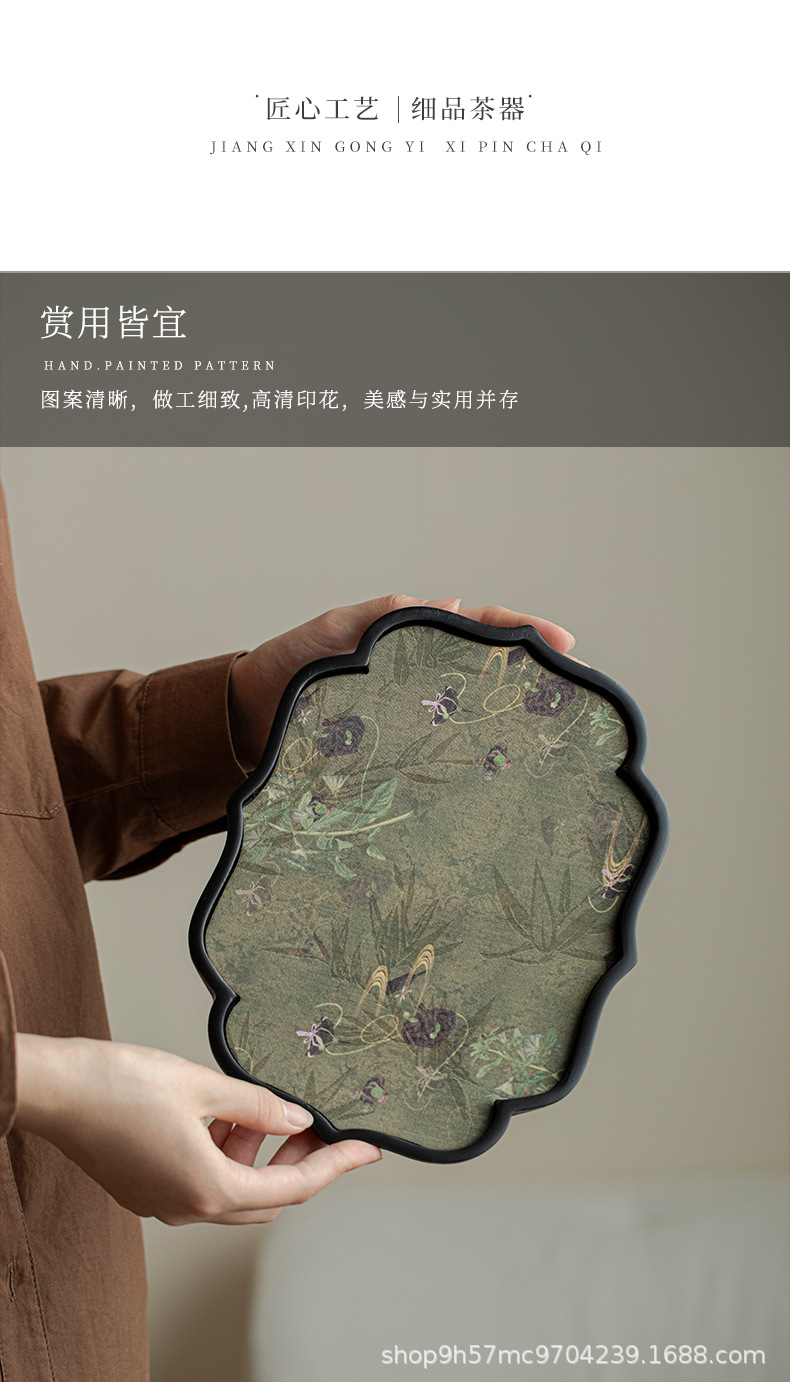 禧珮镁新中式复古竹制壶承干泡台功夫茶具收纳盘防水茶席套组茶托详情10