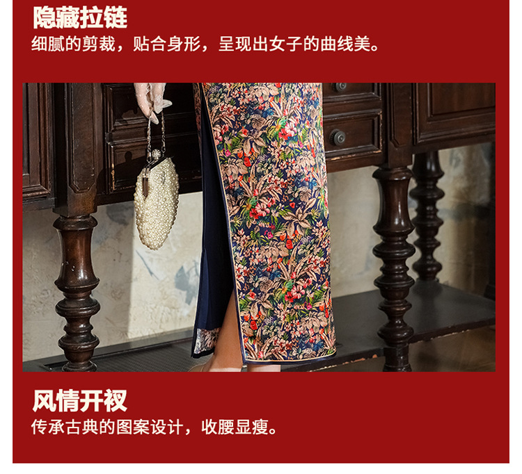 Long silk cheongsam 2025 Spring/Summer new retro improved cheongsam dress for women, short sleeve, made of mulberry silk pic 14