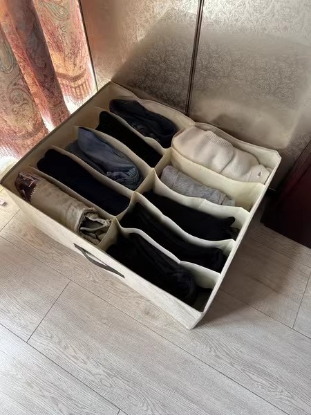 Double-row pants storage box, home clothes organizing box, wardrobe compartments for clothes storage, drawer layering magic tool pic 16
