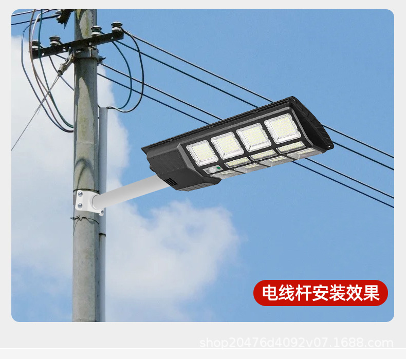 Ultra-bright high-power solar outdoor led street lamps for foreign trade export, three-sided screen 360° light-emitting integrated wall lamps pic 34
