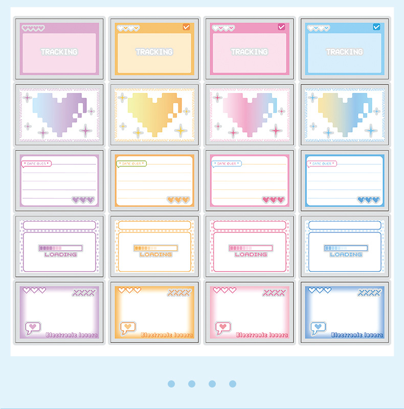 咔米咔米像素爱心镭射抽拉便利贴学生改错贴创意便签贴纸错题标签详情3