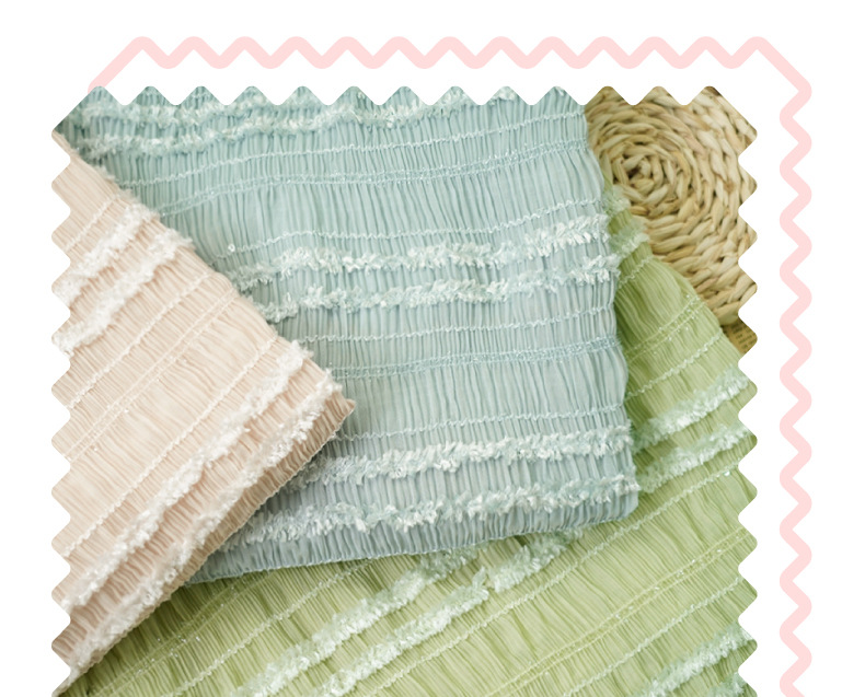 Summer new style chiffon striped crocheted black ear-trimmed pleated fabric multi-color fairy dress, wedding dress and evening gown fashion fabric pic 4