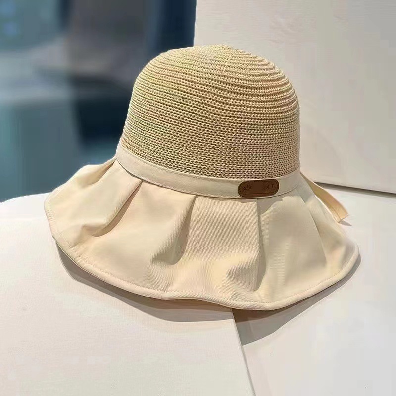 新款夏季百搭户外遮阳帽大帽檐渔夫帽便携防晒太阳帽蝴蝶结女士帽详情5