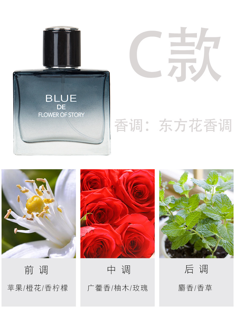 网红爆款花之物语蔚蓝男士香水持久淡香海洋香调古龙水魅力运动详情5