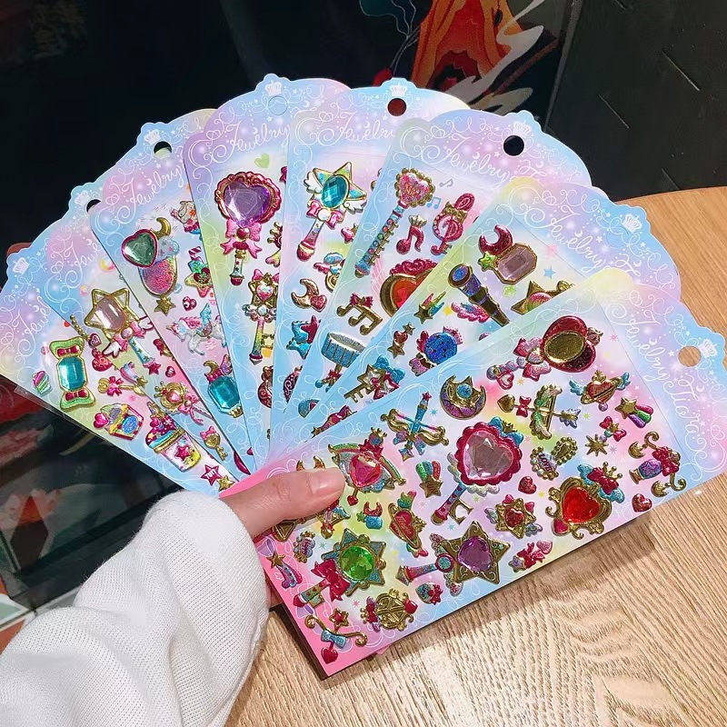 批发彩钻装饰手工贴画镭射女孩公主儿童立体水晶贴宝石钻石贴纸详情7