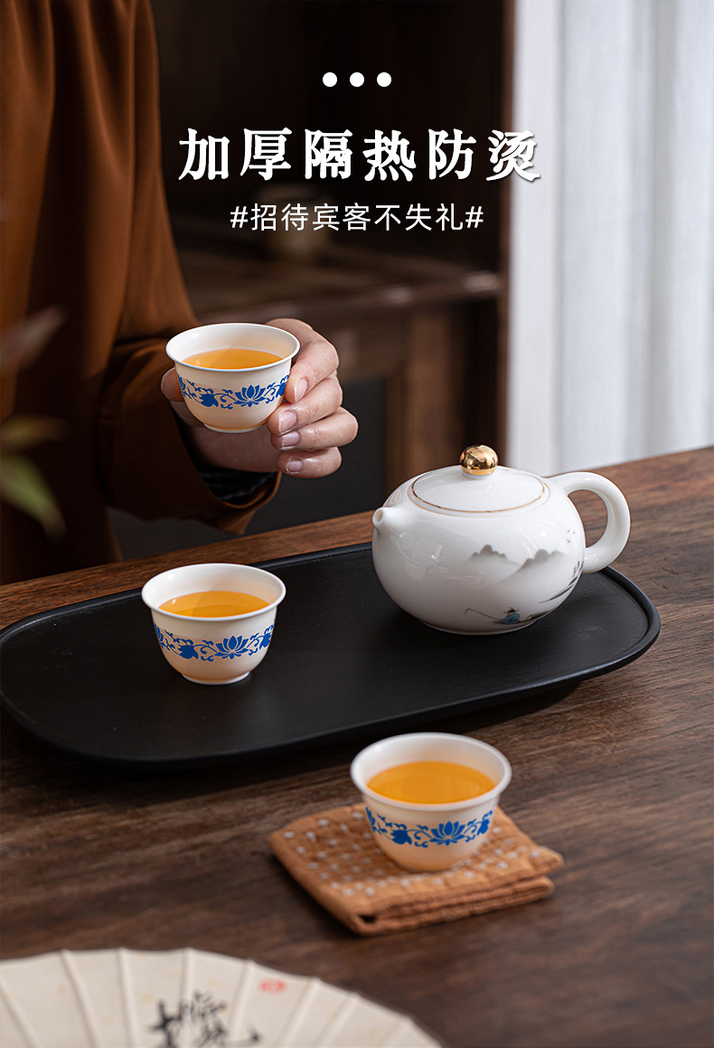 玉米淀粉青花一次性茶杯喝茶加厚家用商用高档防烫功夫茶杯代发详情3