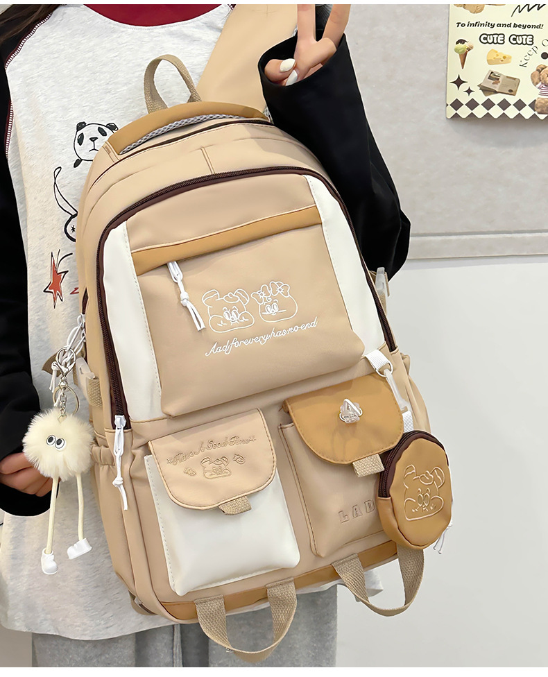 Japanese and Korean casual backpacks, forest-style schoolbags, multi-pocket schoolbags for primary school students, large capacity for cross-border travel for junior and senior high school students pic 30