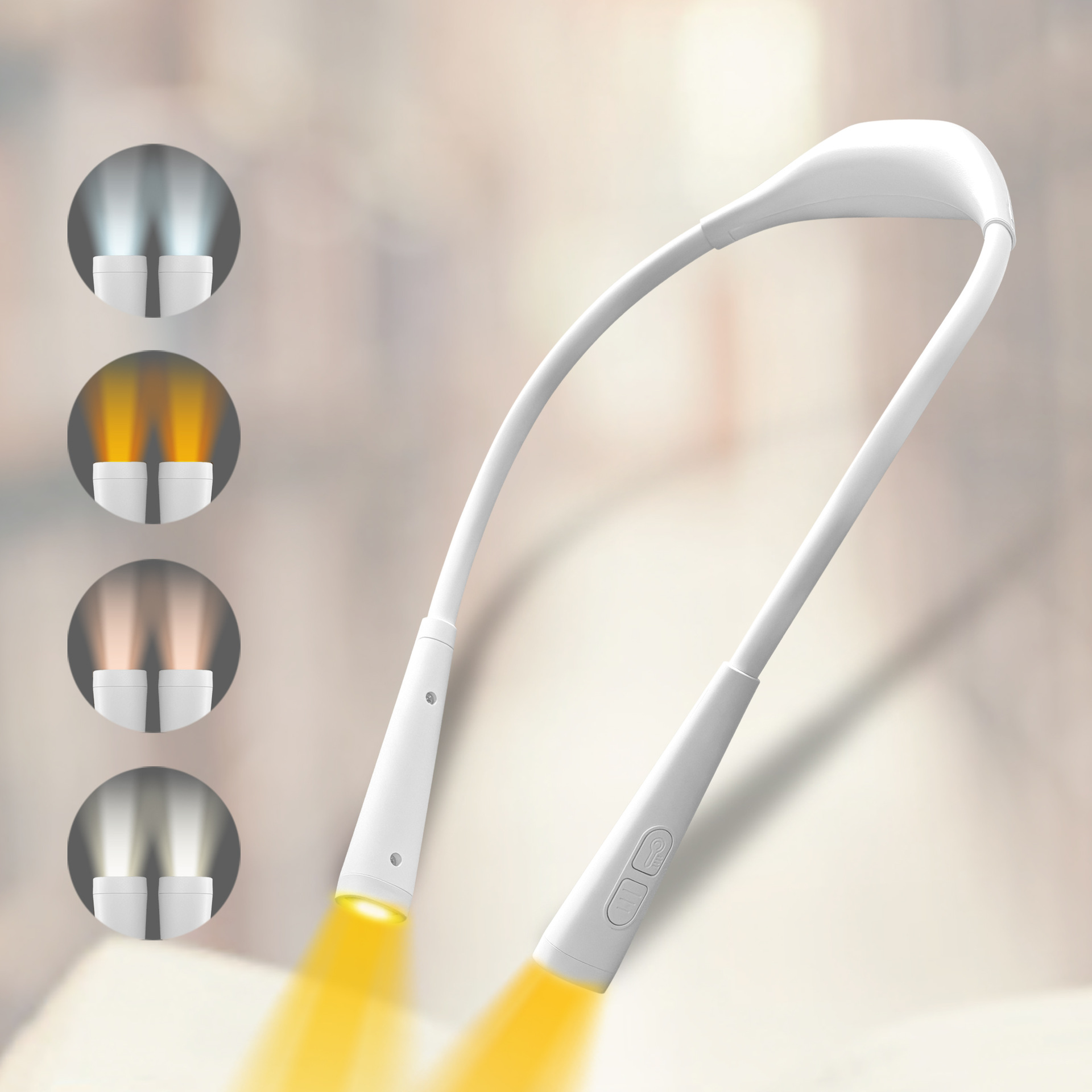 Four-color temperature LED cross-border neck-hanging reading lamp, outdoor camping night running reading lamp, USB charging learning eye-protecting lamp pic 1