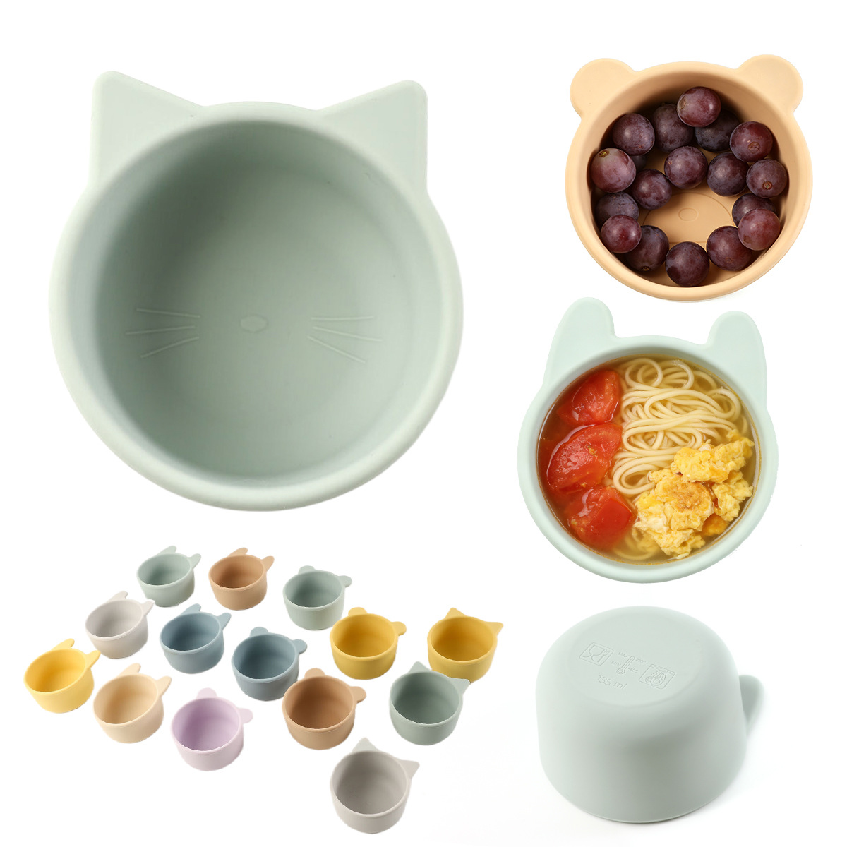 儿童吃饭训练碗新国标食品级硅胶辅食碗剑龙宝宝卡通防摔硅胶碗详情7