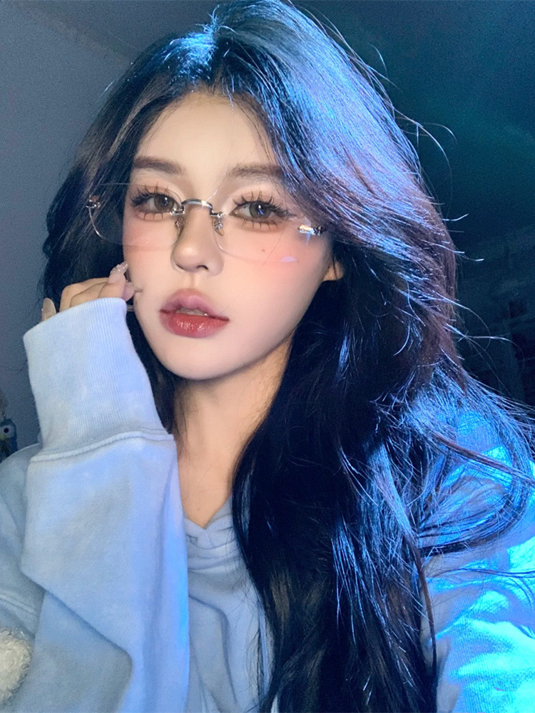2025春季新款柳智敏同款无框眼镜女清冷高智感无边框御姐可配近视详情12