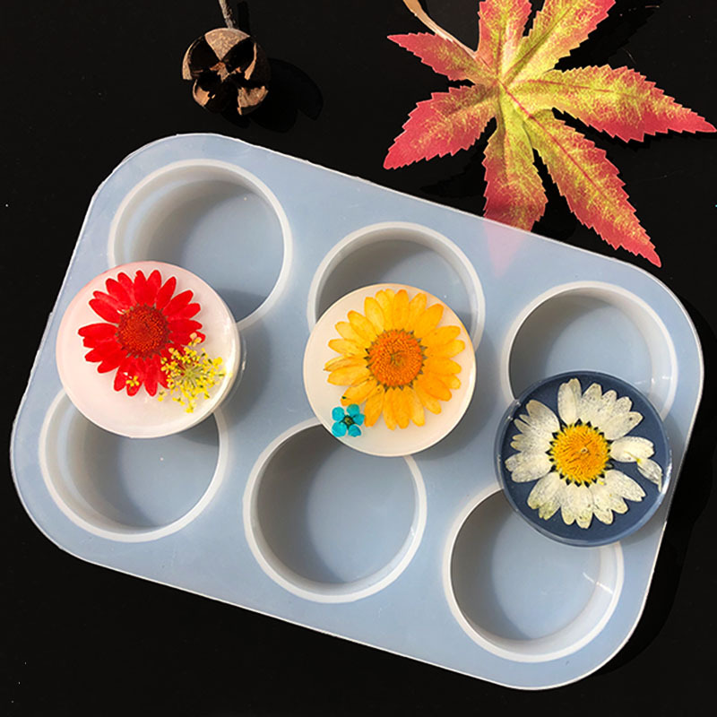 diy crystal resin drip mold, 6 round airbag bracket mold, small candlestick mold, epoxy resin silicone mold, new pic 1