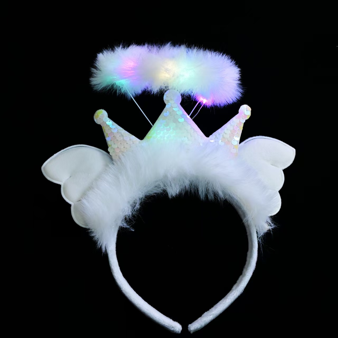 New trendy fairy cute glowing angel sequin headband headwear, girls take photos glowing event party pic 11
