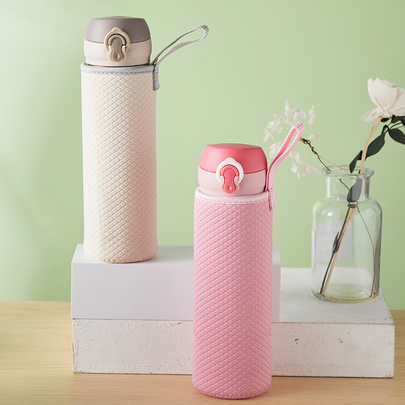 New 500ml insulated cup sleeve, thickened embossed glass cup, diving material water cup protective sleeve pic 9