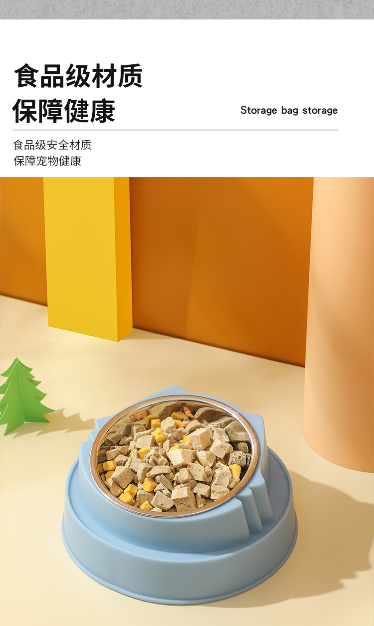 不锈钢猫碗单碗猫头造型可拆卸高底护颈卡通可爱猫碗猫咪用品厂家详情9