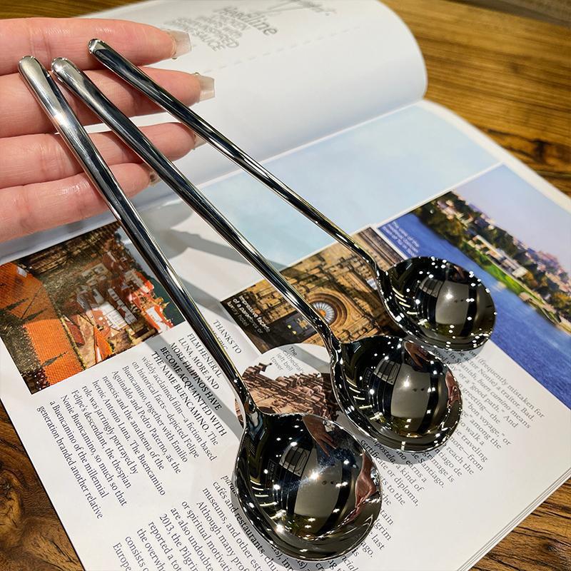 304不锈钢勺子高颜值餐具长柄汤勺家用雪糕电饭锅甜品拌饭调羹详情4