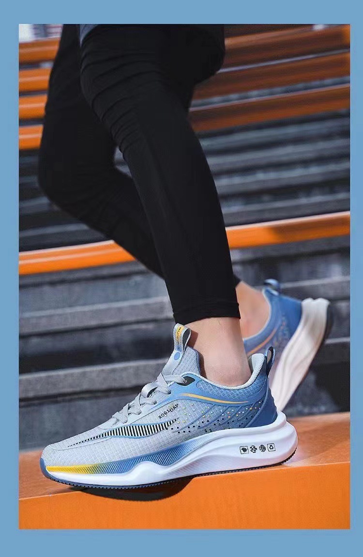 运动鞋男夏季新款网面透气高级休闲单鞋前系带低帮学生撞色跑步鞋详情7