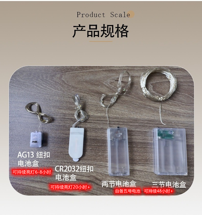 Wholesale of led copper wire lights, battery box lights, string lights, light-emitting light strips, corrugated ball string lights, handicrafts, wound copper wire colored lights pic 6