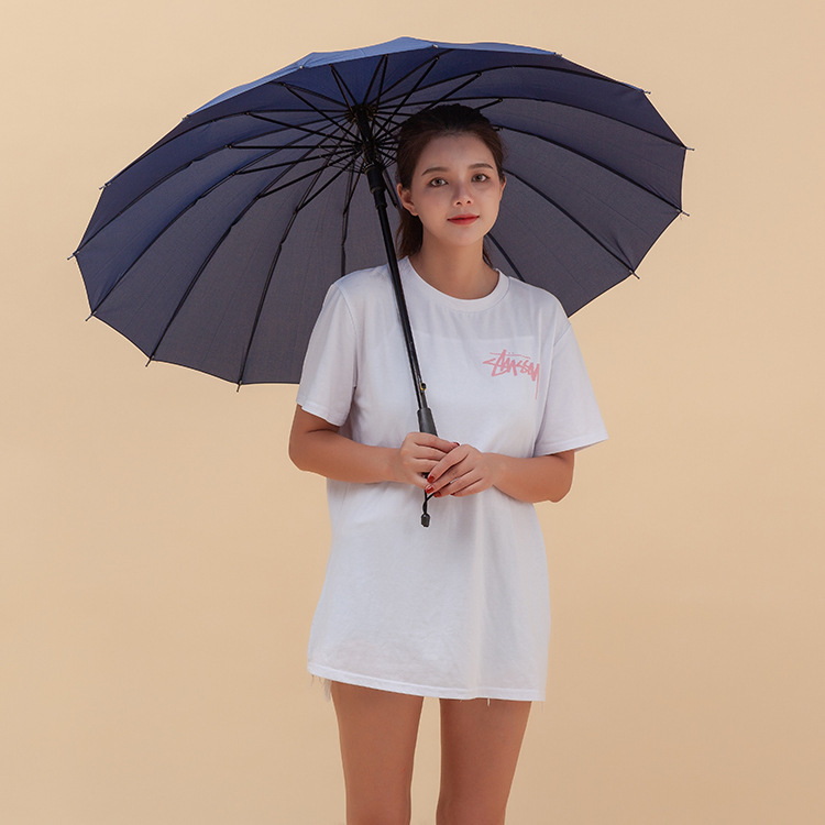 批发16K韩国创意碰击布彩虹伞长柄直杆自动雨伞广告伞可做LOGO详情22