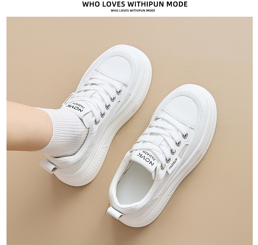 The thick-soled, insole, breathable white sneakers are a perfect match for women and are a new sporty casual shoe for Spring and summer 2025 pic 9