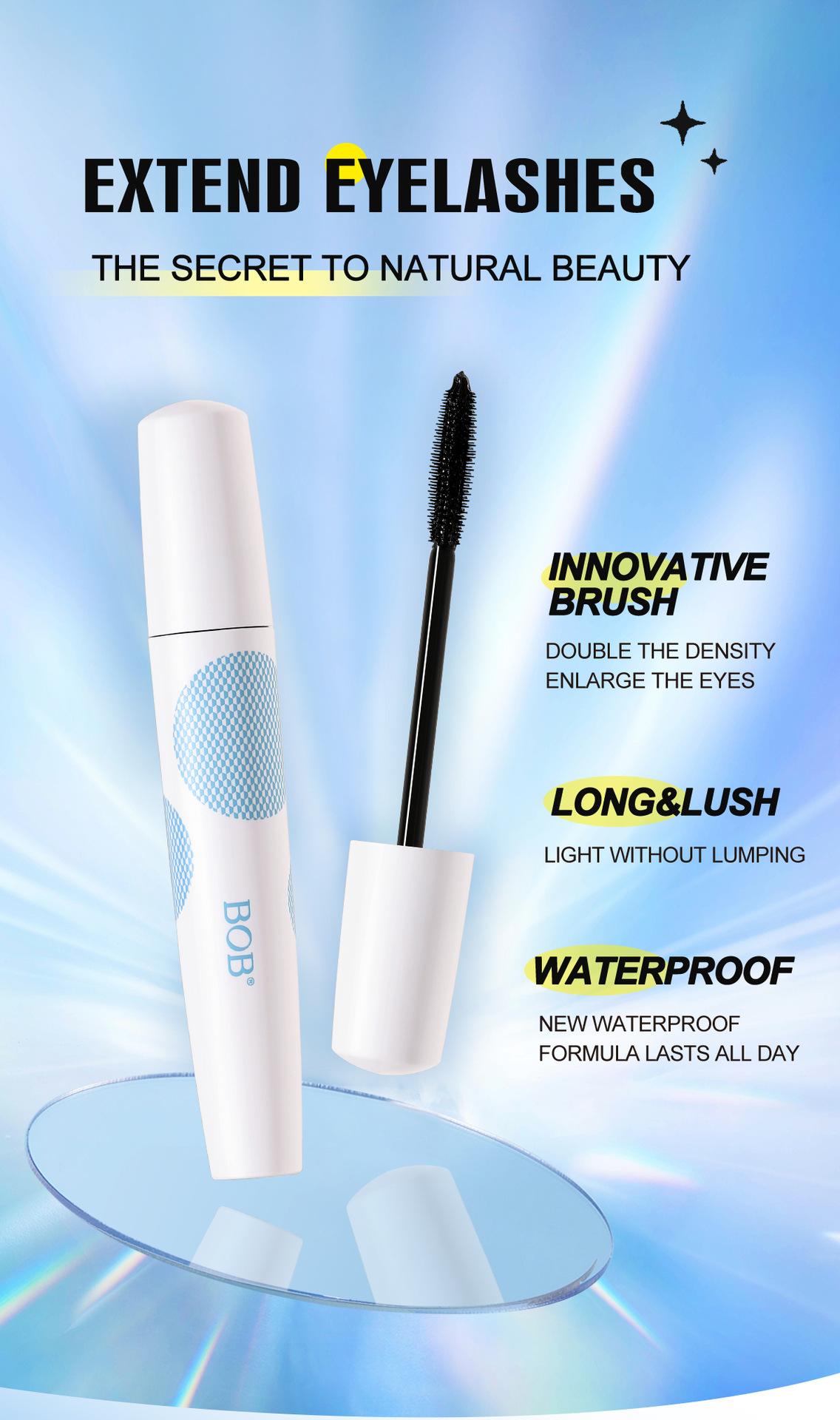 The cross-border BOB mascara is not prone to smudge, curling, and is waterproof and long-lasting pic 3