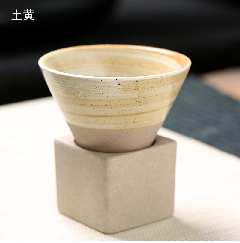 Tea brewing cups by the fire, Japanese coarse earthenware tea cups, cross-border bestsellers, ceramic mugs, retro water cups, conical coffee cups pic 15
