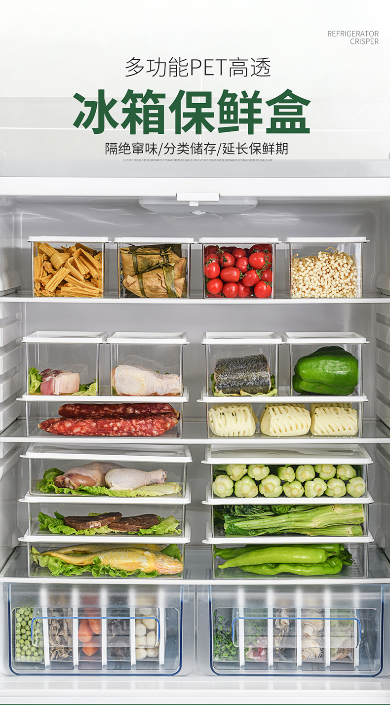 冰箱收纳盒冰箱保鲜盒批发冰箱抽屉侧门收纳盒带盖子冰箱储物盒详情8