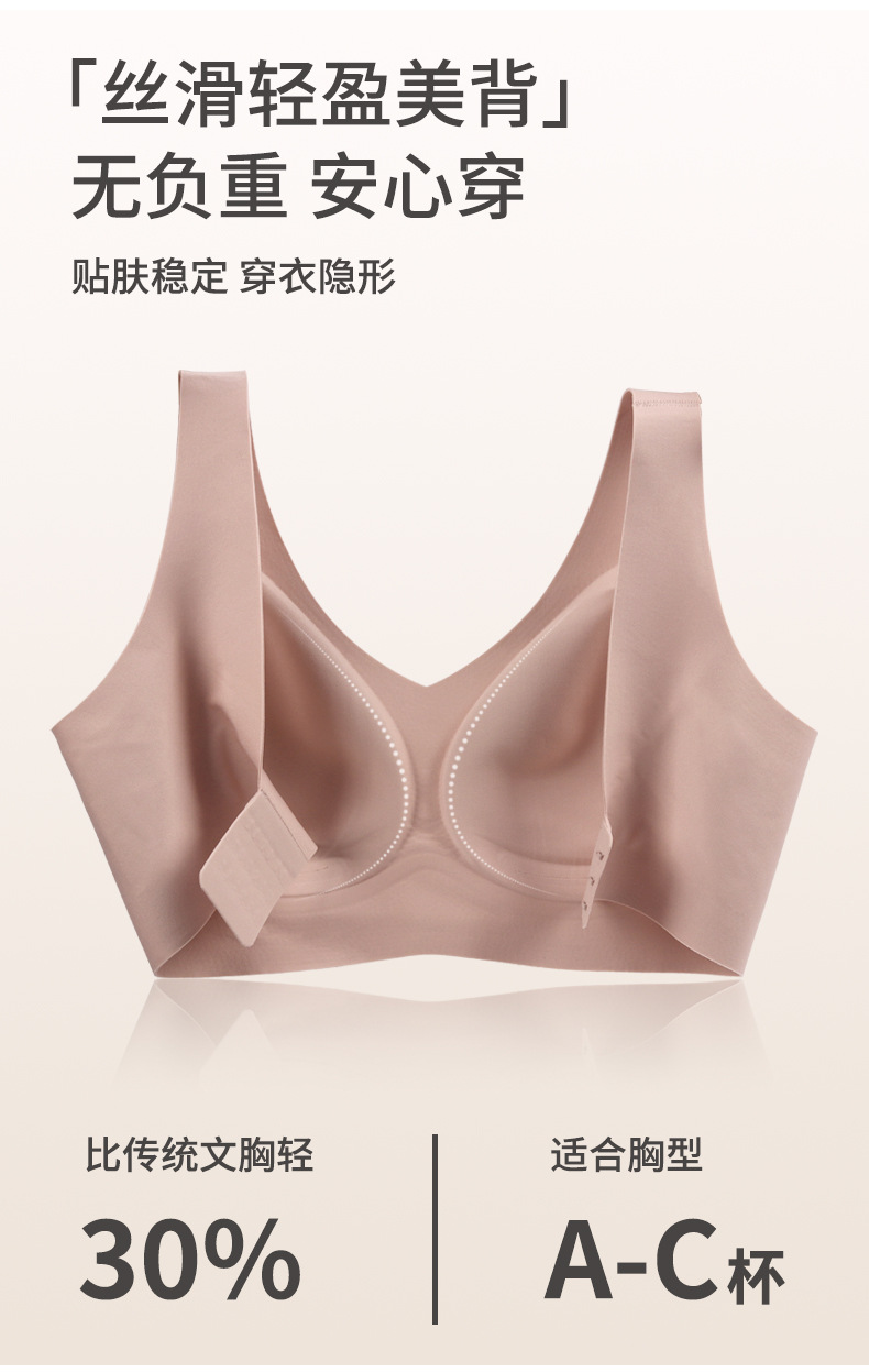半固定杯宽肩带果冻无痕内衣女小胸舒适女士调整型背心式文胸女详情4