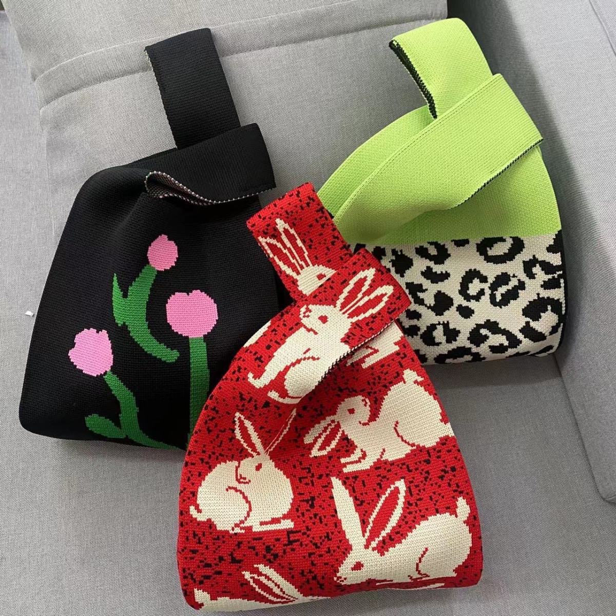 2024ins爆款手提包飞织手提袋女士包毛线水桶包日韩版百搭休闲包详情7