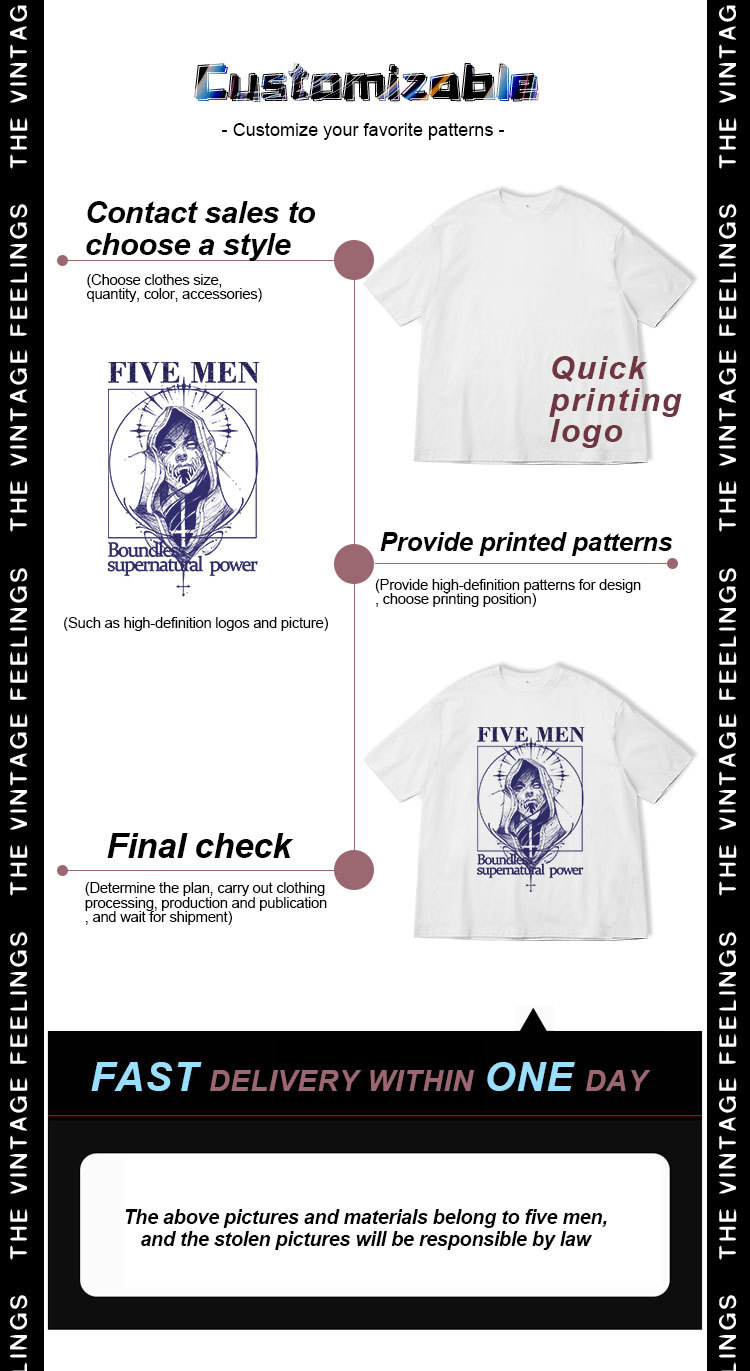 Summer high-quality cotton solid-color casual loose oversized T-shirt custom printed with pictures and logos pic 6