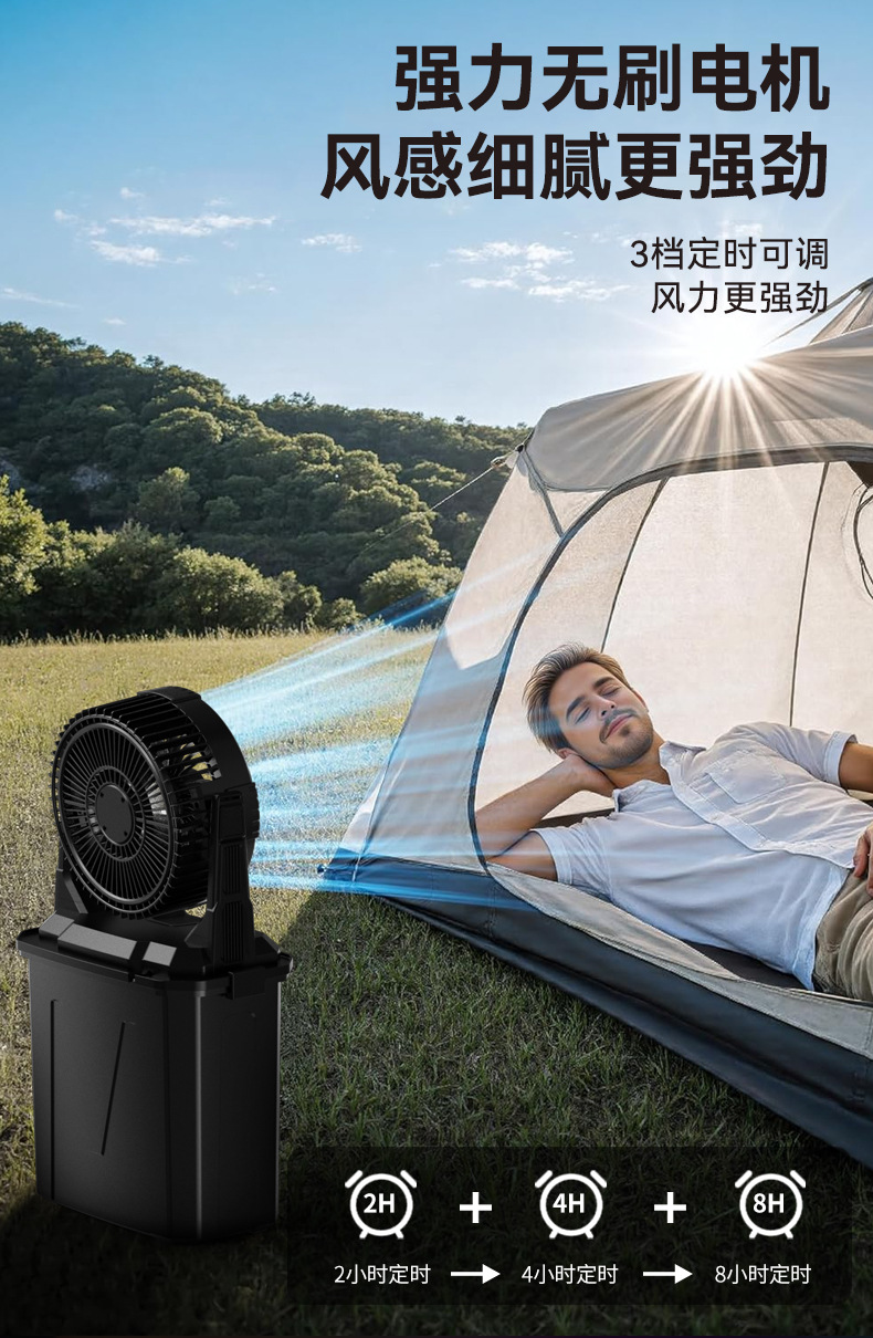 户外便携遥控喷雾风扇加水加冰露营电风扇超大续航RGB灯10L日用百货居家迷你手持扇详情7