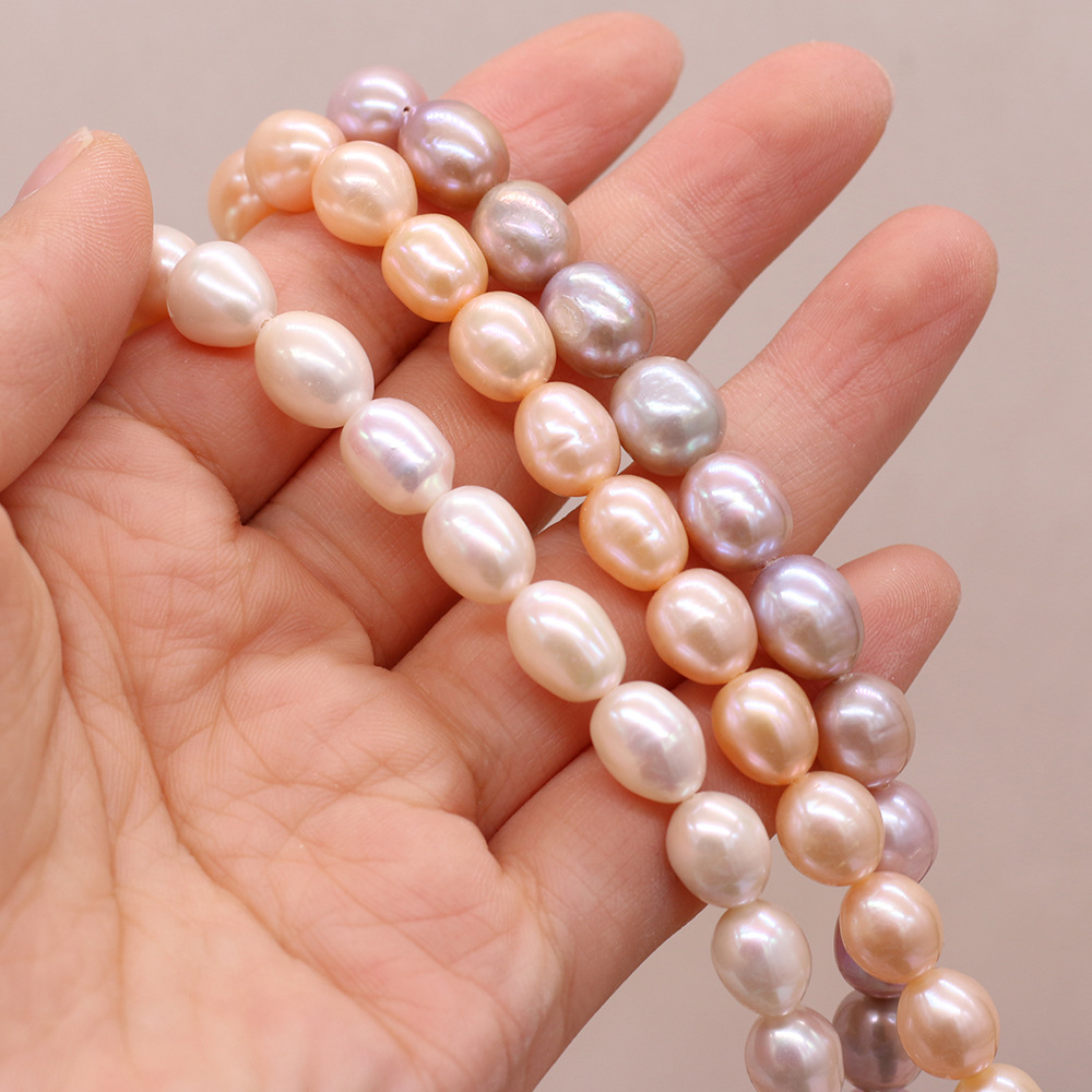 Natural freshwater pearl rice-shaped pearl DIY jewelry accessories, handcrafted jewelry necklaces production and wholesale pic 8
